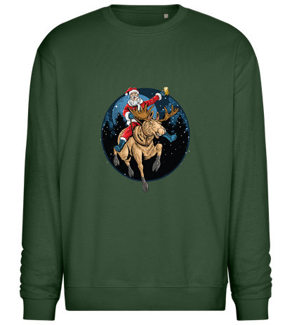 Santa Joyride Design - Comfort Essential Unisex Sweater_GREEN BOTTLE_front