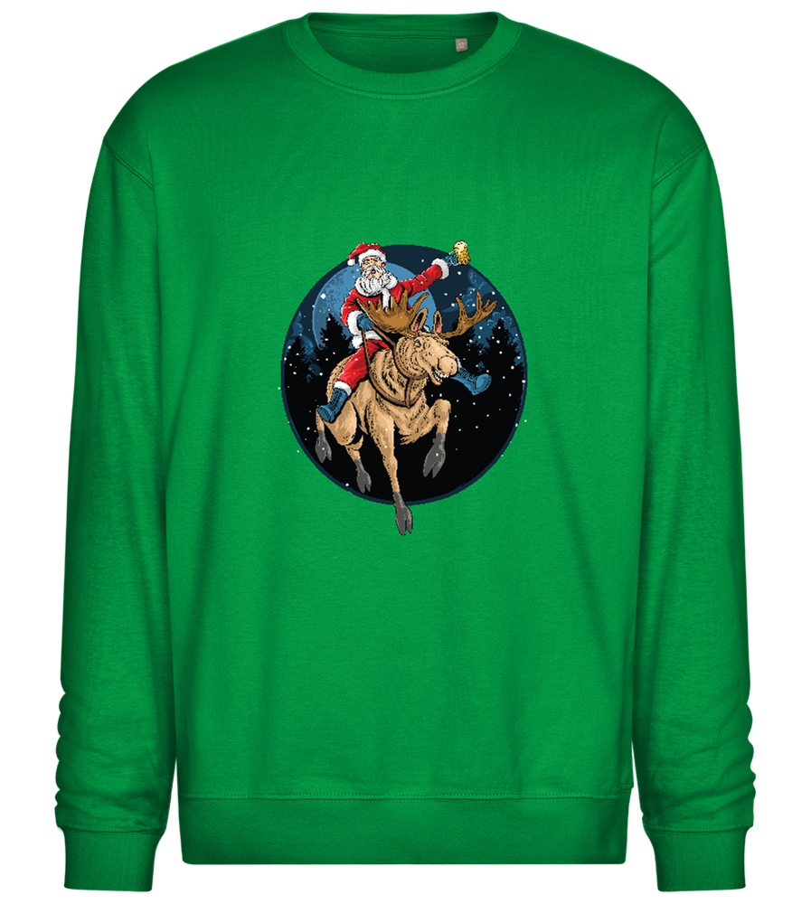 Santa Joyride Design - Comfort Essential Unisex Sweater_MEADOW GREEN_front