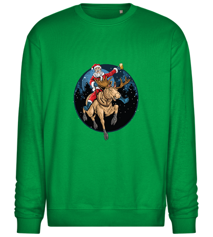 Santa Joyride Design - Comfort Essential Unisex Sweater_MEADOW GREEN_front