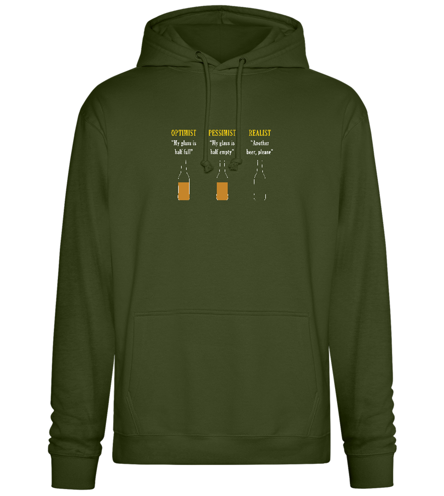 Optimist Pessimist Realist Design - Premium Essential Unisex Hoodie_ARMY_front