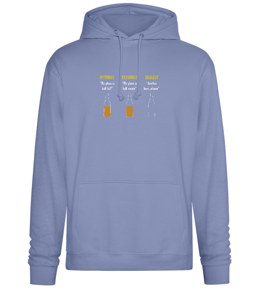 Optimist Pessimist Realist Design - Premium Essential Unisex Hoodie_BLUE_front