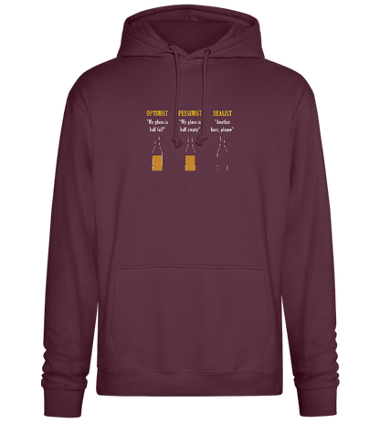 Optimist Pessimist Realist Design - Premium Essential Unisex Hoodie_BORDEAUX_front