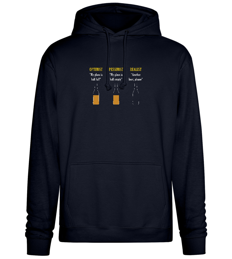 Optimist Pessimist Realist Design - Premium Essential Unisex Hoodie_FRENCH NAVY_front