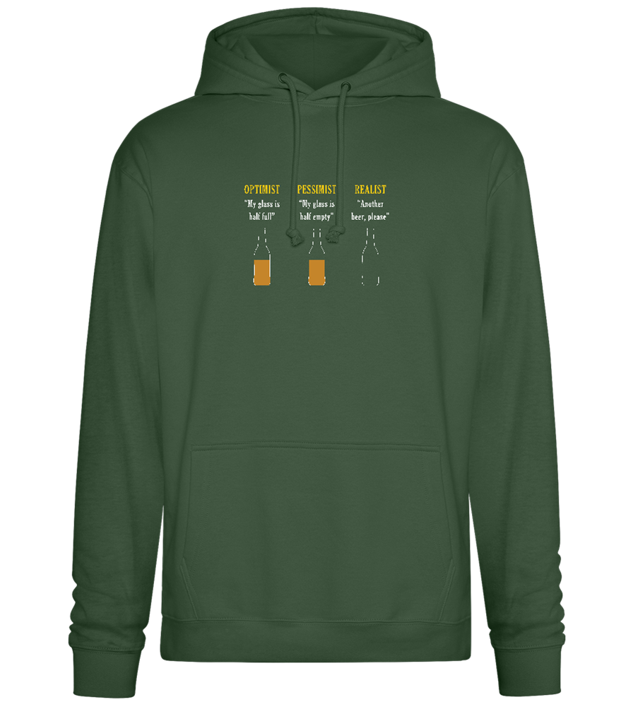 Optimist Pessimist Realist Design - Premium Essential Unisex Hoodie_GREEN BOTTLE_front