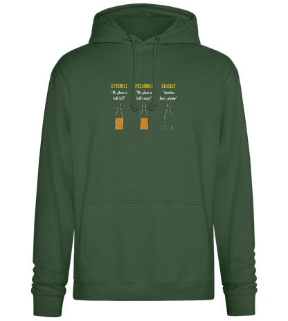 Optimist Pessimist Realist Design - Premium Essential Unisex Hoodie_GREEN BOTTLE_front