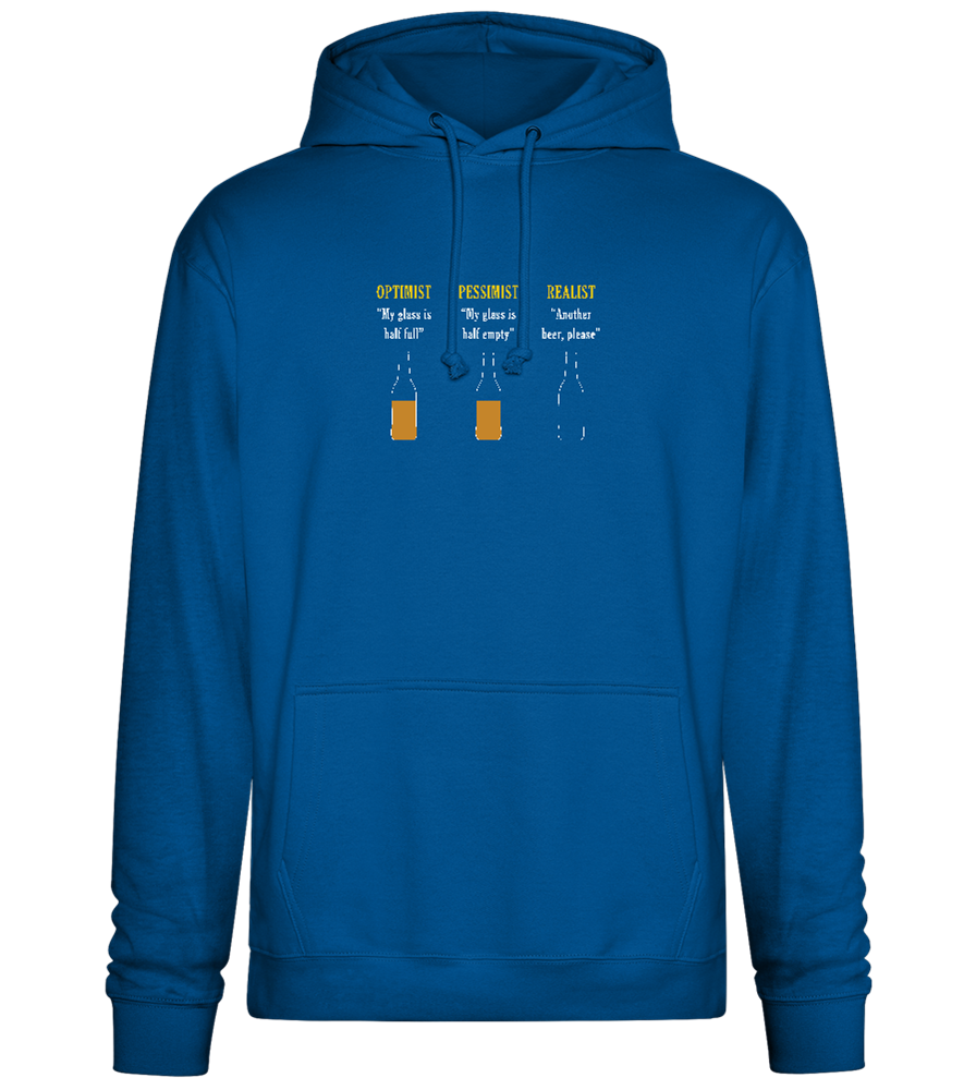 Optimist Pessimist Realist Design - Premium Essential Unisex Hoodie_ROYAL_front