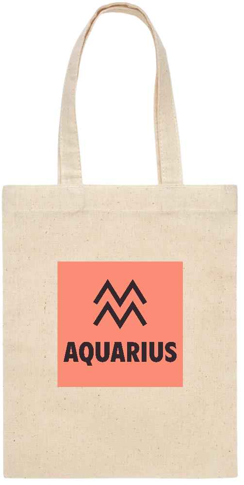 Zodiac Aquarius Design - Essential small colored handle gift bag_BEIGE_front