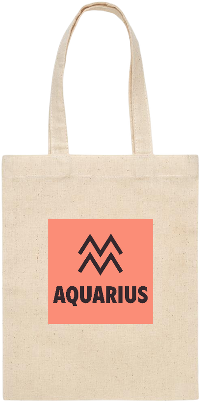 Zodiac Aquarius Design - Essential small colored handle gift bag_BEIGE_front