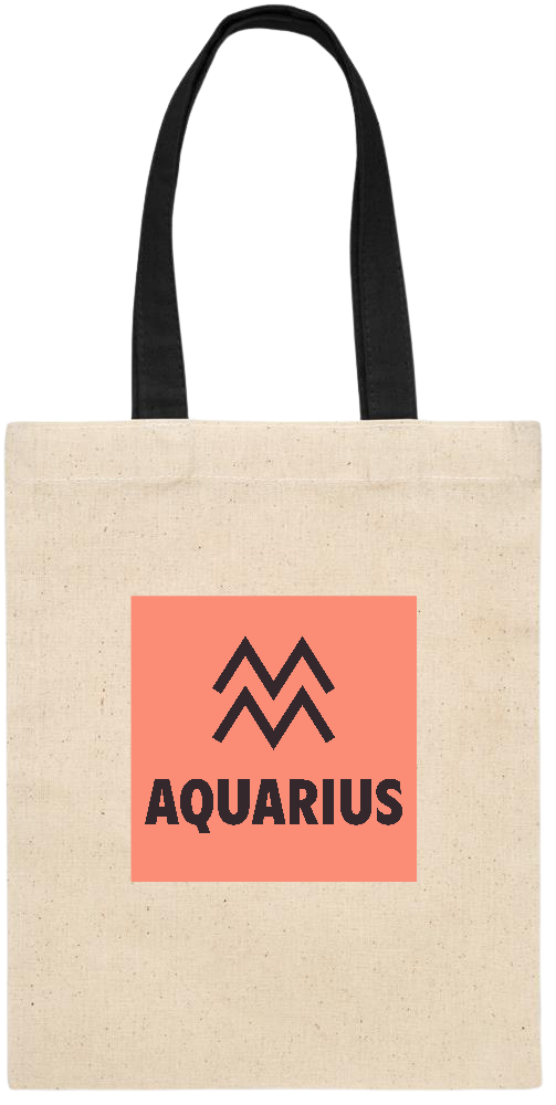 Zodiac Aquarius Design - Essential small colored handle gift bag_BLACK_front