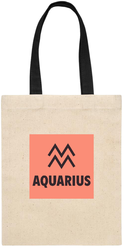 Zodiac Aquarius Design - Essential small colored handle gift bag_BLACK_front