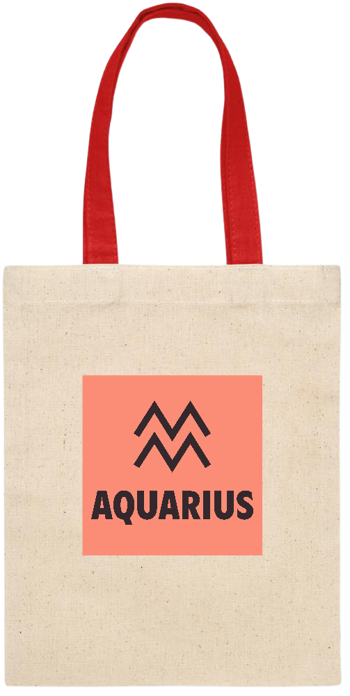 Zodiac Aquarius Design - Essential small colored handle gift bag_RED_front