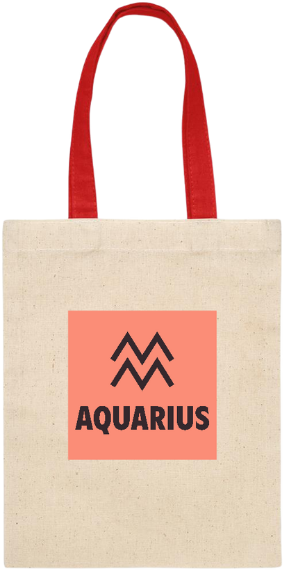 Zodiac Aquarius Design - Essential small colored handle gift bag_RED_front