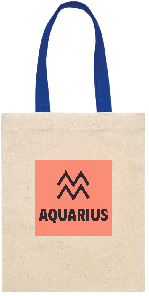 Zodiac Aquarius Design - Essential small colored handle gift bag_ROYAL BLUE_front