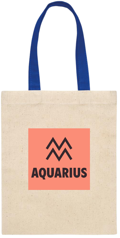 Zodiac Aquarius Design - Essential small colored handle gift bag_ROYAL BLUE_front