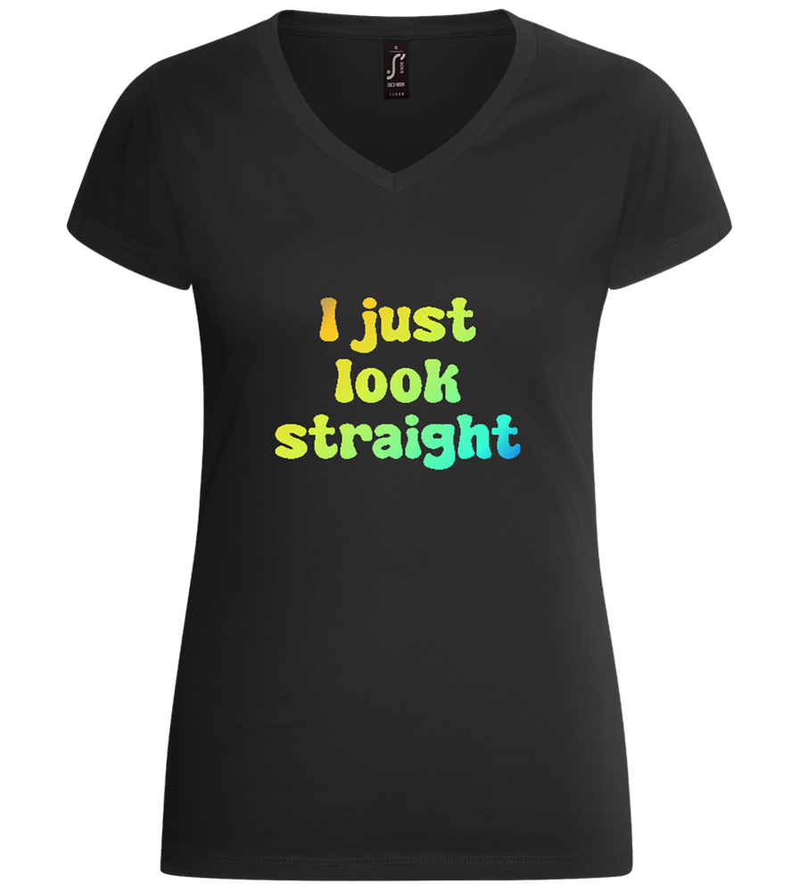 I Just Look Straight Design - Basic women's v-neck t-shirt_DEEP BLACK_front