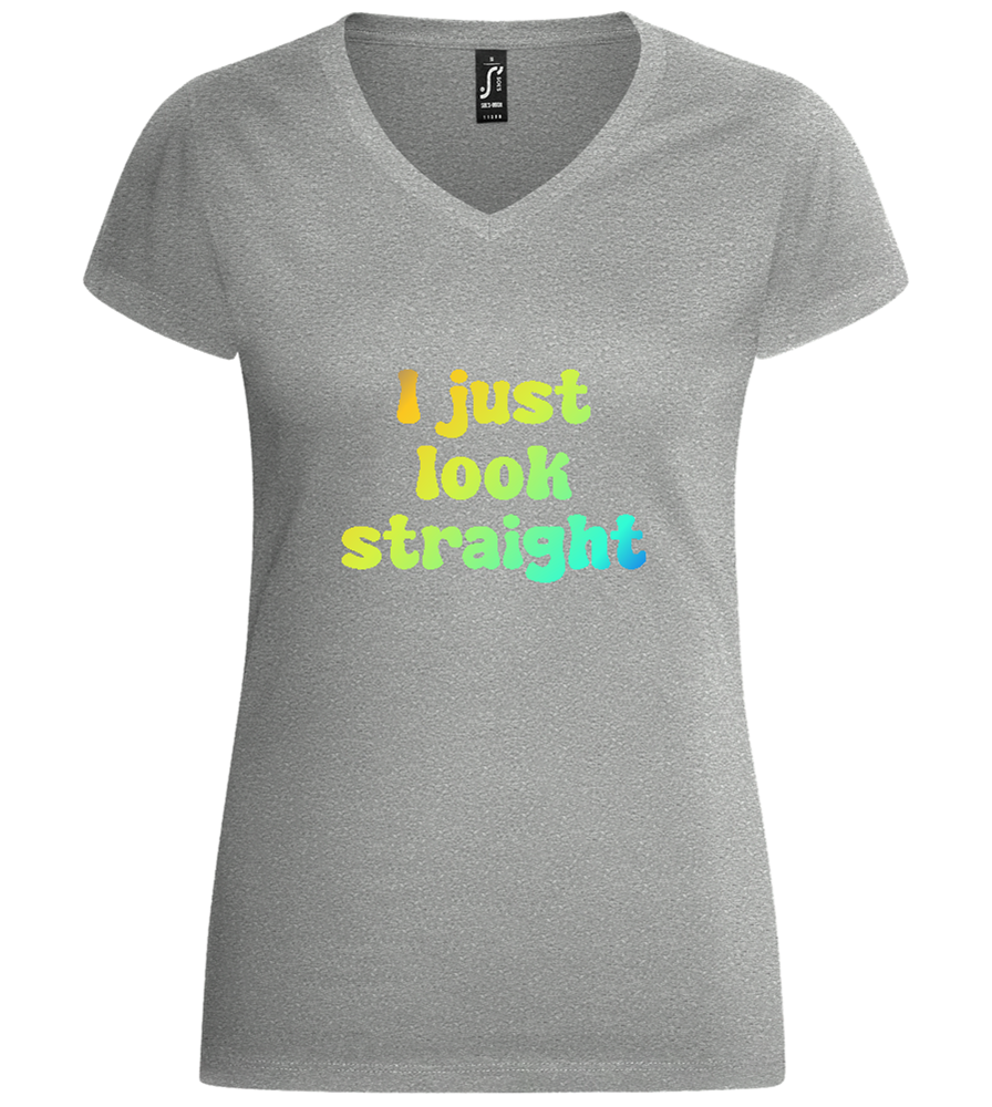 I Just Look Straight Design - Basic women's v-neck t-shirt_ORION GREY_front