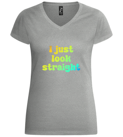 I Just Look Straight Design - Basic women's v-neck t-shirt_ORION GREY_front