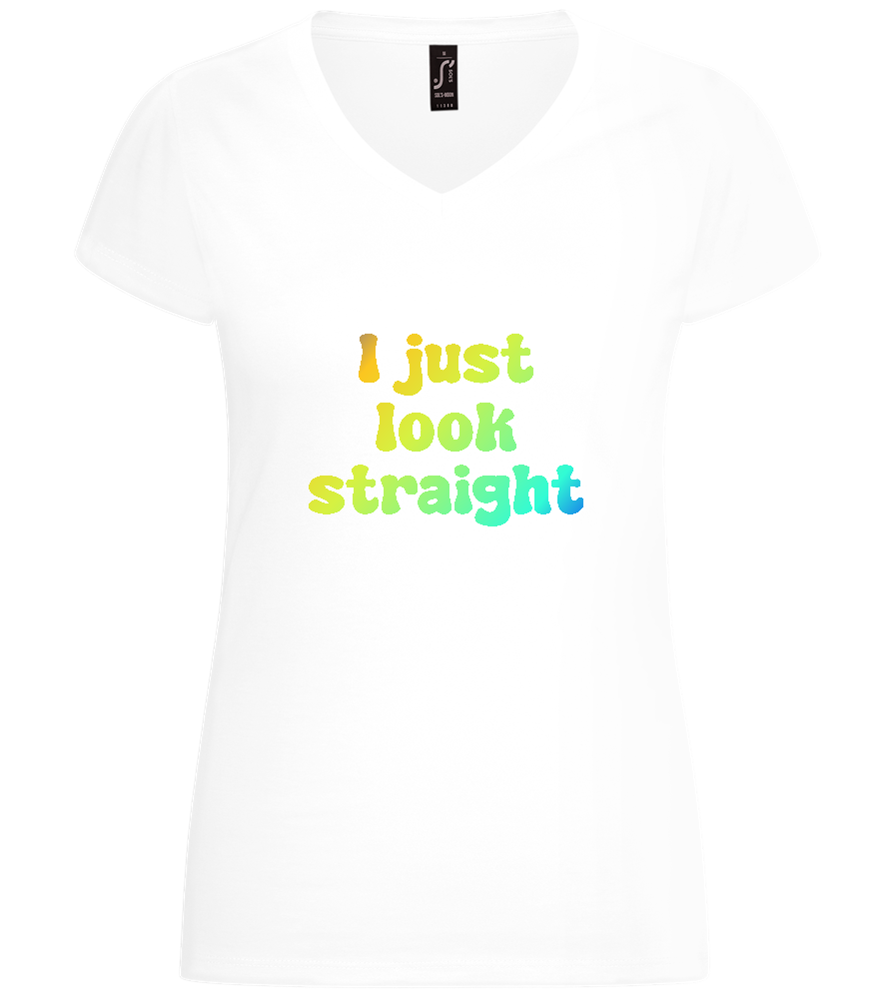 I Just Look Straight Design - Basic women's v-neck t-shirt_WHITE_front