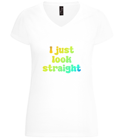 I Just Look Straight Design - Basic women's v-neck t-shirt_WHITE_front