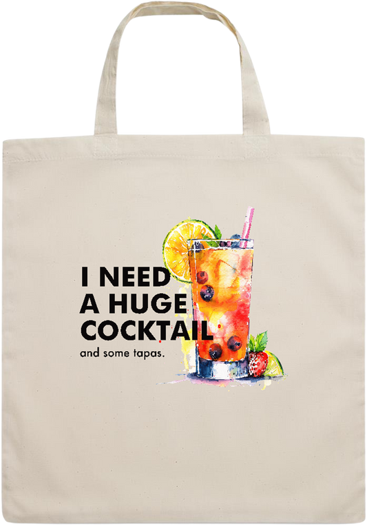 A Huge Cocktail Design - Essential short handle cotton tote bag_BEIGE_front