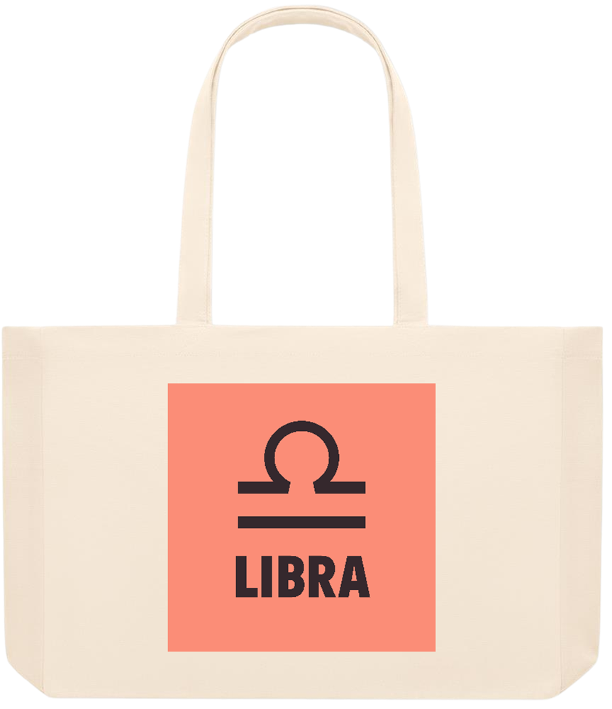 Zodiac Libra Design - Premium large recycled beach tote bag_BEIGE_front