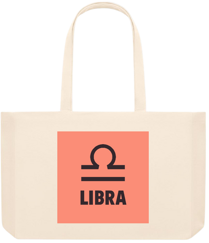 Zodiac Libra Design - Premium large recycled beach tote bag_BEIGE_front