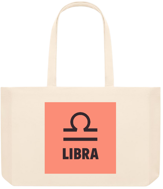 Zodiac Libra Design - Premium large recycled beach tote bag_BEIGE_front