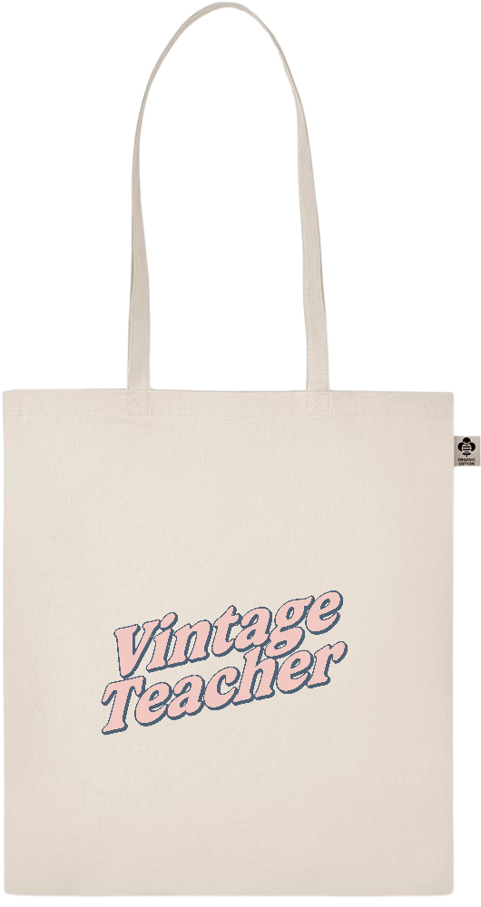 Vintage Teacher Design - Basic organic cotton shopping bag_BEIGE_front