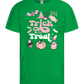 Pink Trick or Treat Design - Basic kids t-shirt_MEADOW GREEN_front