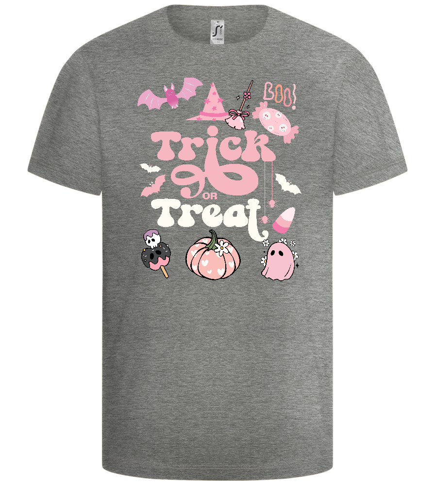 Pink Trick or Treat Design - Basic kids t-shirt_ORION GREY_front