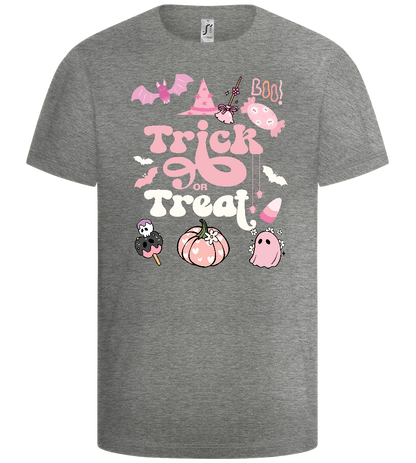 Pink Trick or Treat Design - Basic kids t-shirt_ORION GREY_front