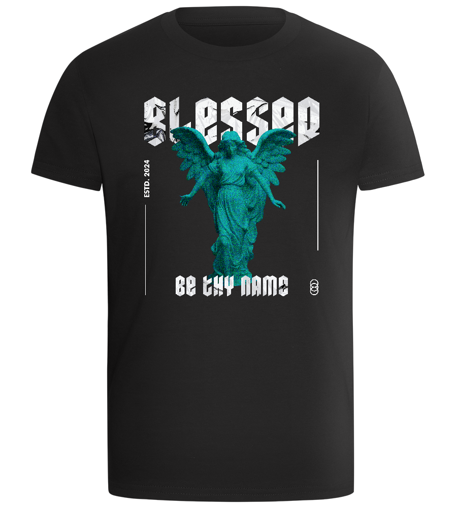 Blessed By An Angel Design - Comfort boys fitted t-shirt_DEEP BLACK_front