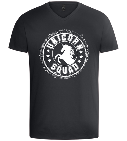 Unicorn Squad Logo Design - Basic men's v-neck t-shirt_DARK GRAY_front