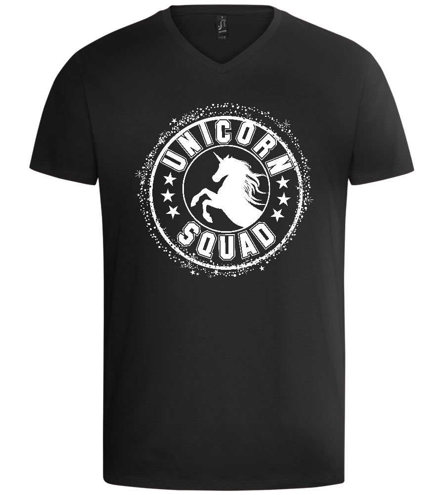 Unicorn Squad Logo Design - Basic men's v-neck t-shirt_DEEP BLACK_front