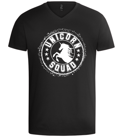 Unicorn Squad Logo Design - Basic men's v-neck t-shirt_DEEP BLACK_front