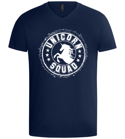 Unicorn Squad Logo Design - Basic men's v-neck t-shirt_MARINE_front