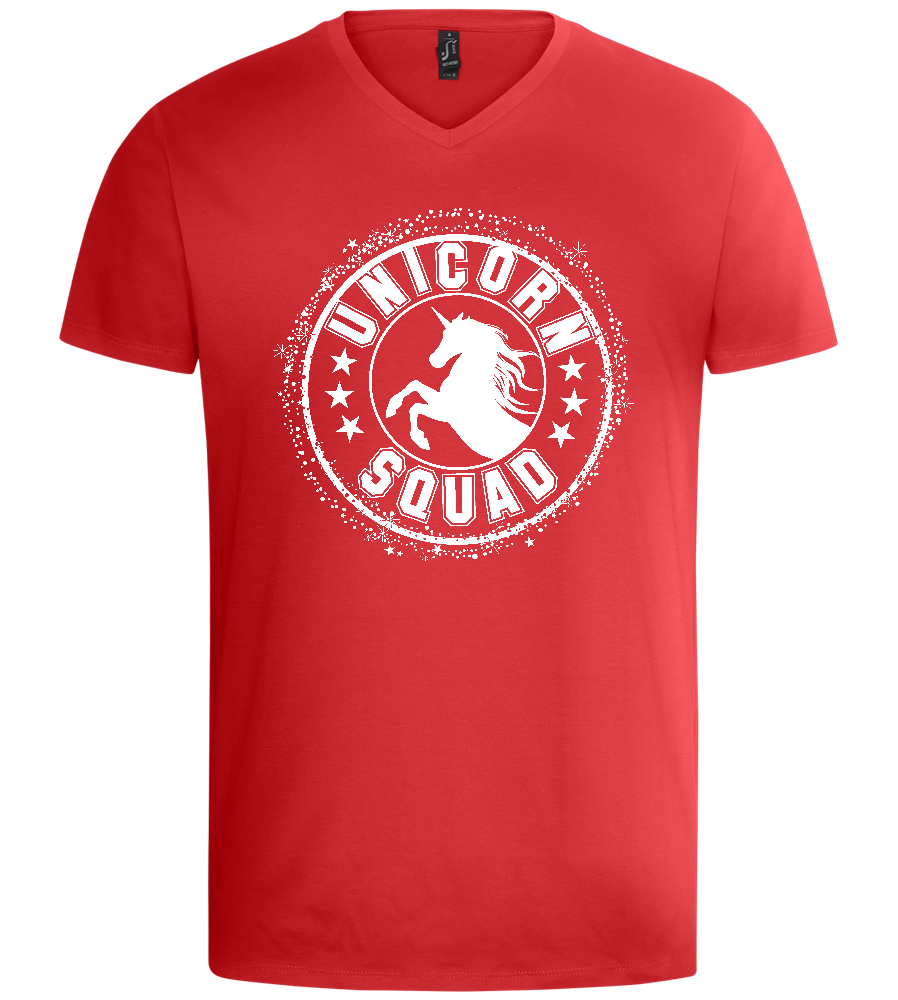 Unicorn Squad Logo Design - Basic men's v-neck t-shirt_RED_front