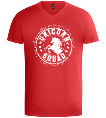 Unicorn Squad Logo Design - Basic men's v-neck t-shirt_RED_front