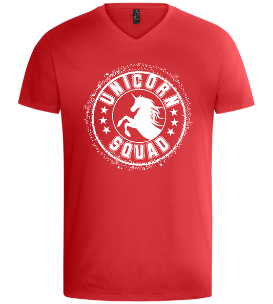 Unicorn Squad Logo Design - Basic men's v-neck t-shirt_RED_front