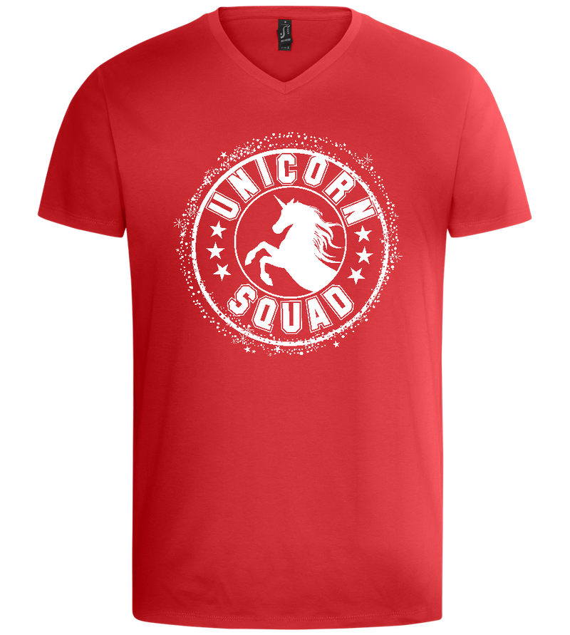 Unicorn Squad Logo Design - Basic men's v-neck t-shirt_RED_front