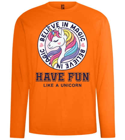 Believe in Magic Unicorn Design - Comfort men's long sleeve t-shirt_ORANGE_front