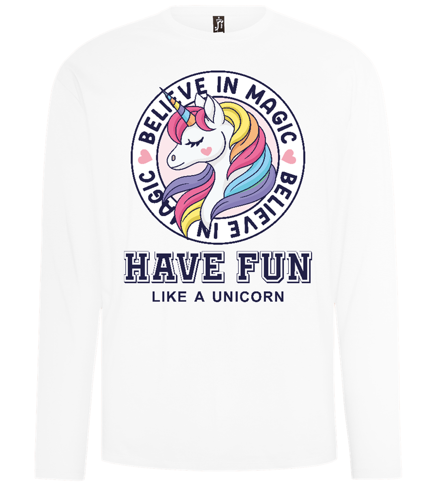 Believe in Magic Unicorn Design - Comfort men's long sleeve t-shirt_WHITE_front