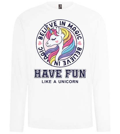 Believe in Magic Unicorn Design - Comfort men's long sleeve t-shirt_WHITE_front