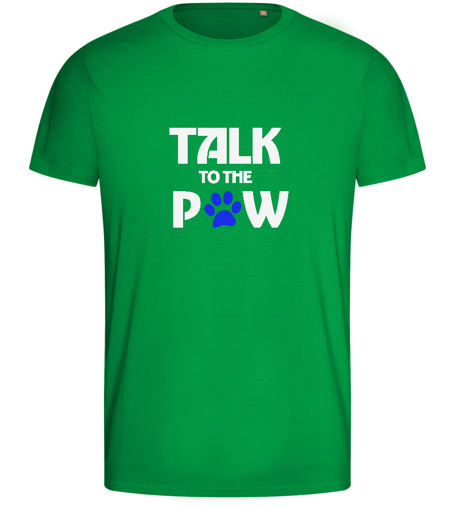 Talk to the Paw Design - Basic men's fitted t-shirt_MEADOW GREEN_front