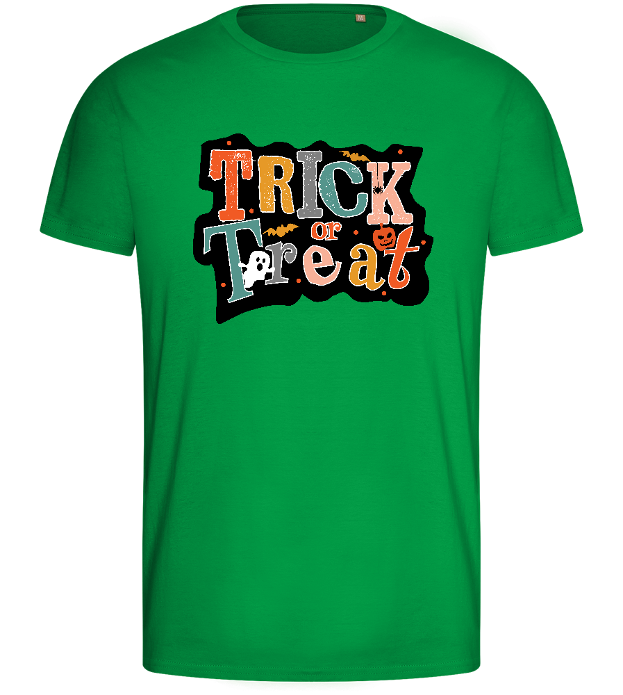 Spooky Trick or Treat Design - Basic men's fitted t-shirt_MEADOW GREEN_front