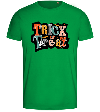 Spooky Trick or Treat Design - Basic men's fitted t-shirt_MEADOW GREEN_front