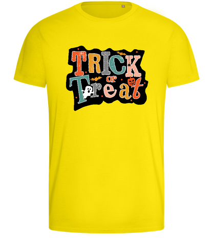 Spooky Trick or Treat Design - Basic men's fitted t-shirt_YELLOW_front