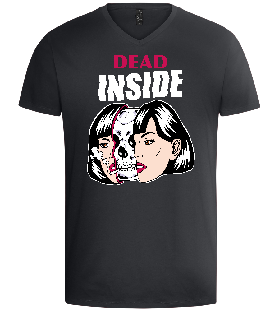 Dead Inside Design - Basic men's v-neck t-shirt_DARK GRAY_front