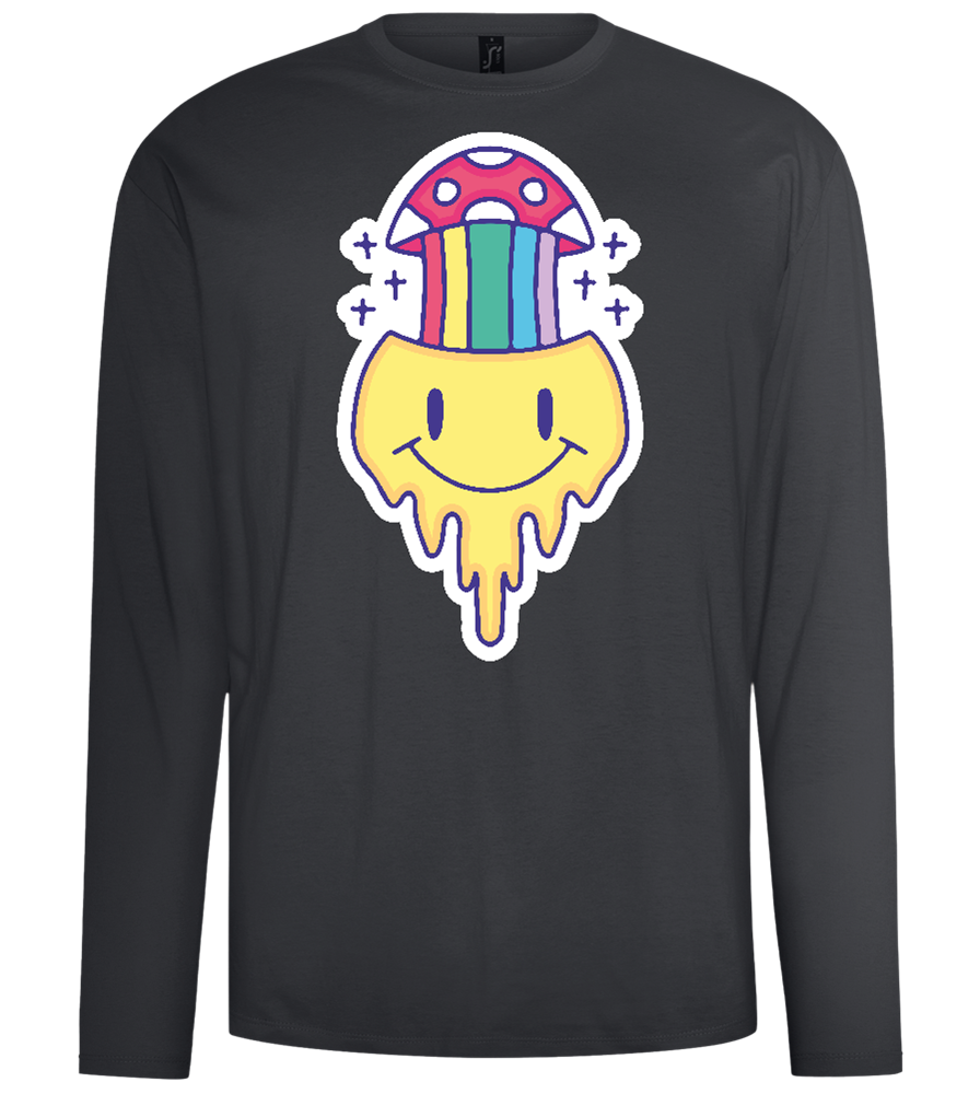 Rainbow Mushroom Smiley Design - Comfort men's long sleeve t-shirt_DARK GRAY_front