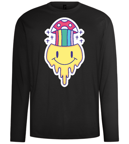 Rainbow Mushroom Smiley Design - Comfort men's long sleeve t-shirt_DEEP BLACK_front